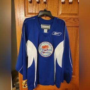 Reebok Blue and White Hockey Jersey with Logo CHRISTIANS (Miracle on Ice)